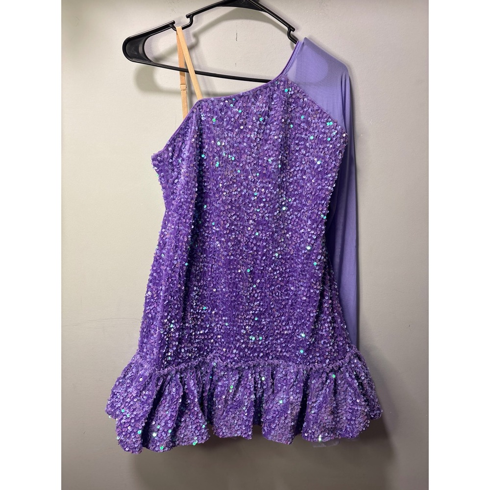 Revolution Dancewear Purple Sequin One Shoulder Dance Costume Spring Violet Med